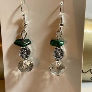 Silver, & Emerald Green Statement Earring’s